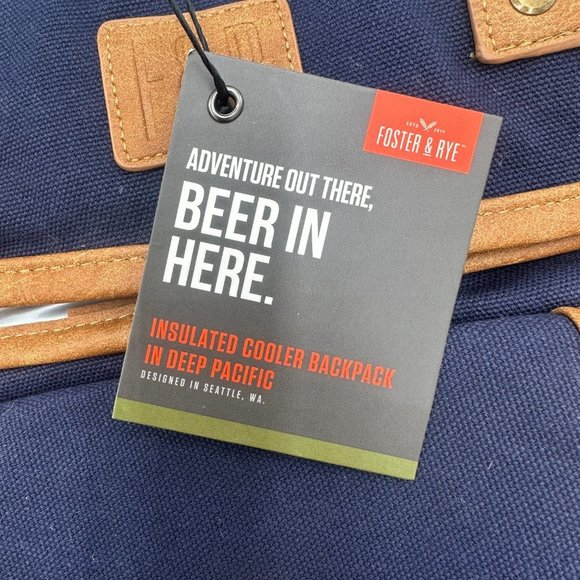 FOSTER & RYE Insulated Cooler Wine Backpack In Deep Pacific Blue NWT - Picture 7 of 12